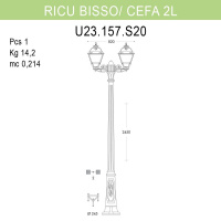 Уличный фонарь Fumagalli Ricu Bisso/Cefa 2L U23.157.S20.BYF1R