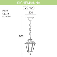 Уличный подвесной светильник Fumagalli Sichem/Anna E22.120.000.AYF1R
